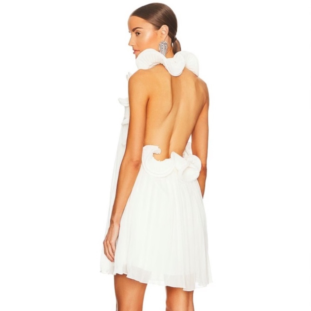 AMUR Mimi Halter Neck Frill Off‎ White Mini Dress. Size 8. NWT.